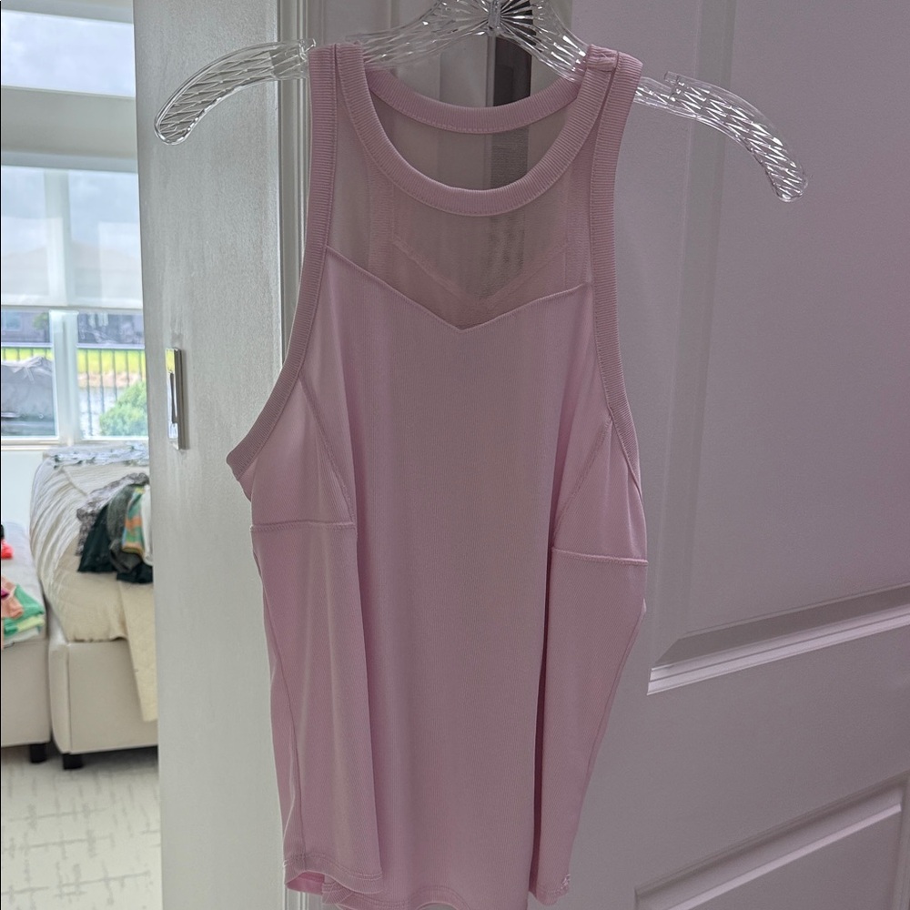 Lucky in Love Light Pink Mesh Tank Top